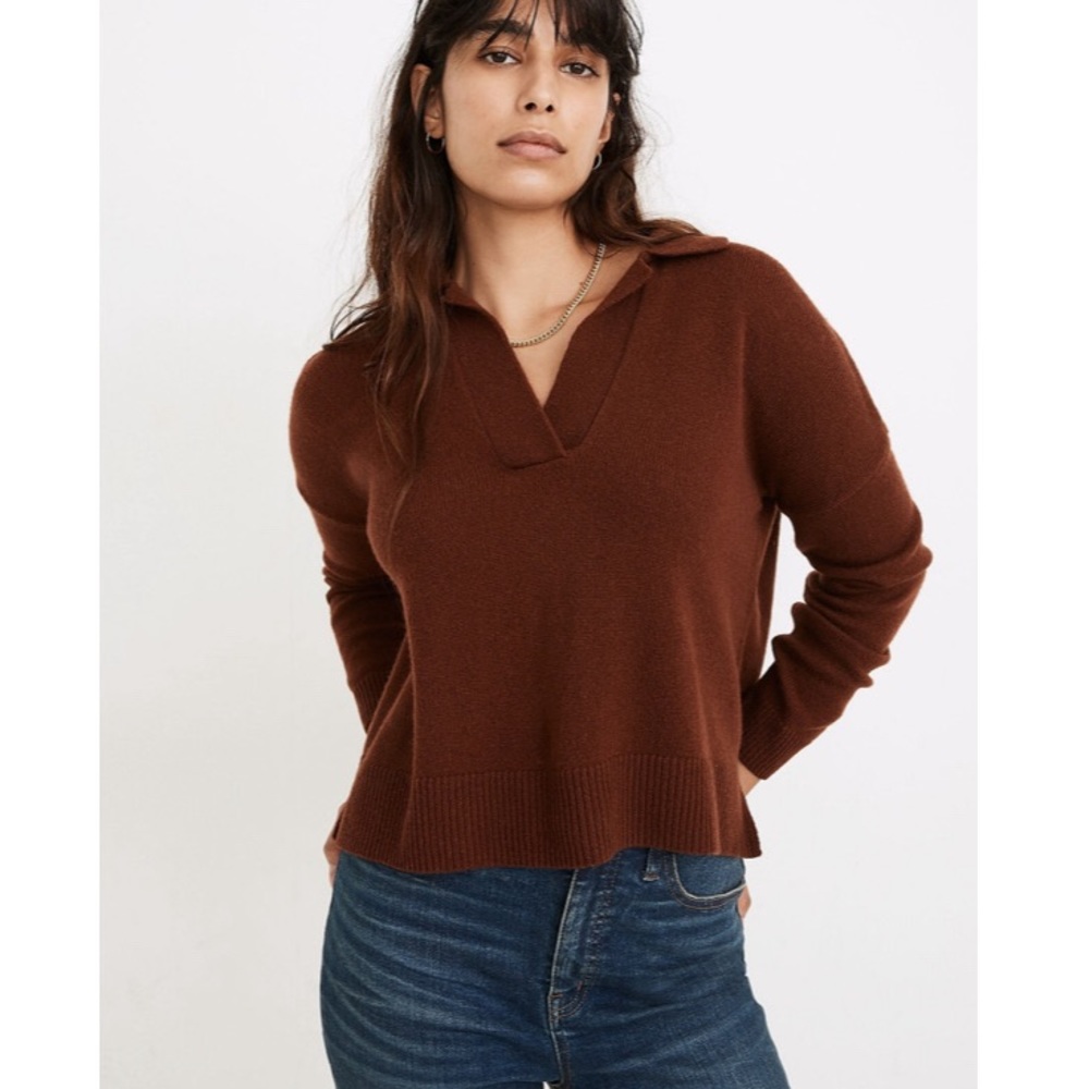 Madewell Davie Brown Polo Sweater